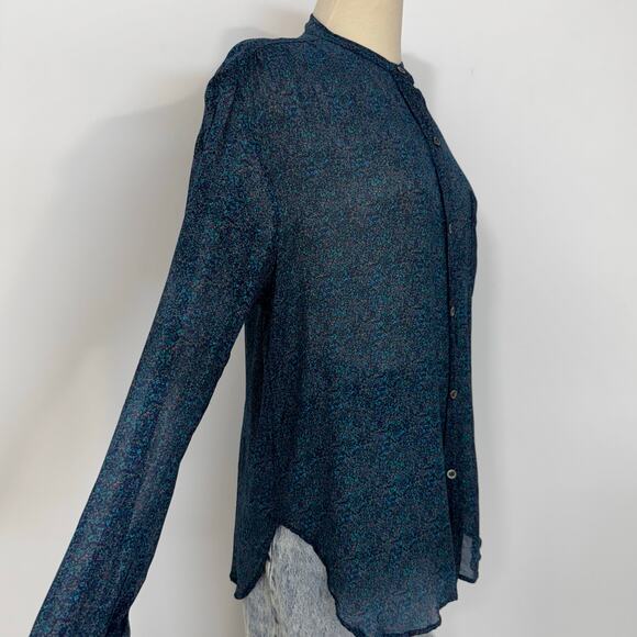 Isabel Marant Etoile Button Down Sheer Top Blouse Long Sleeve Blue 34 Oversized - Picture 5 of 13
